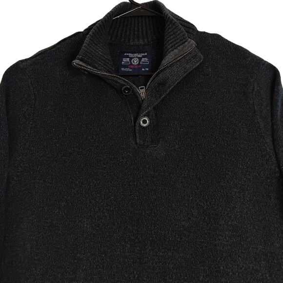 American Eagle Outfitters Henley Zip Sweater Mens XL Charcoal Gray Athletic Fit - Picture 1 of 15